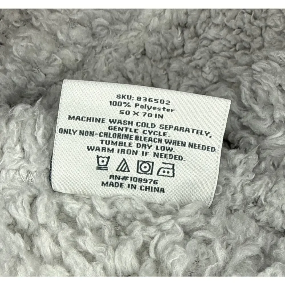Warm & Cozy Faux Sherpa Hooded Poncho Gray Oversized Wearable Blanket